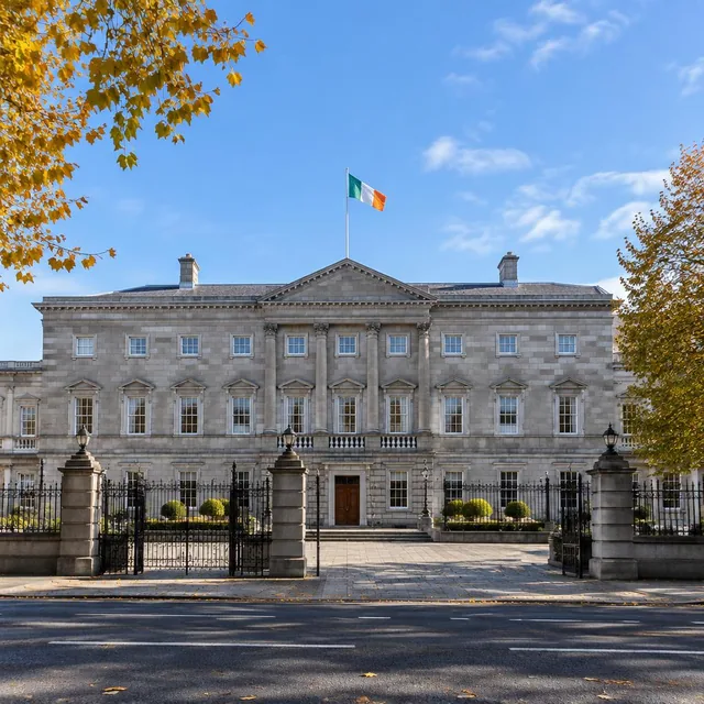 Leinster House in Dublin on an autumn morning