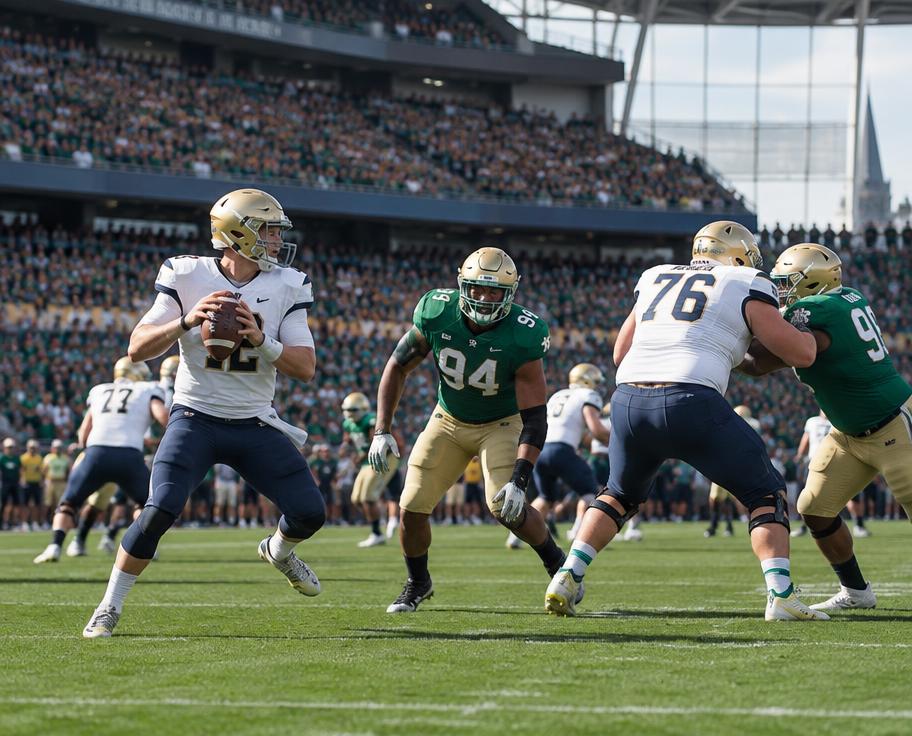 American college football game in a Dublin stadium