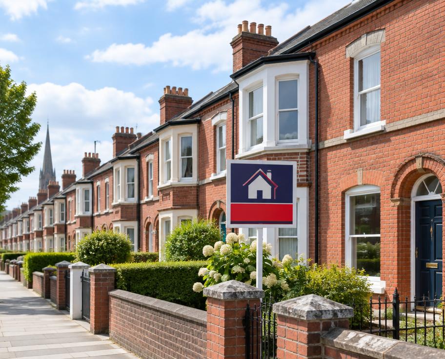 Terraced red-brick houses in Dublin