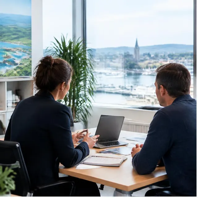 Business support meeting in a modern Irish office