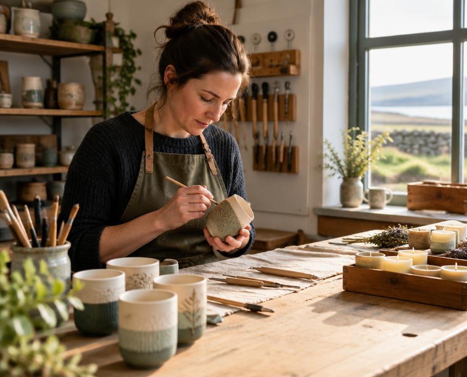 Irish craft producer working in a small workshop