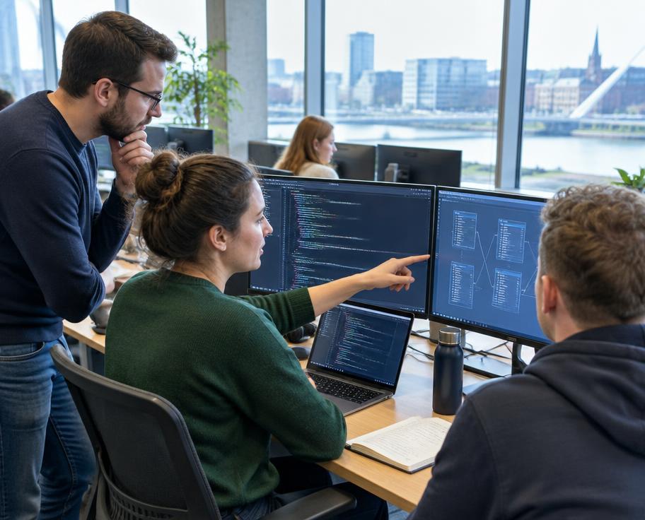 Software engineers collaborating in a Dublin office