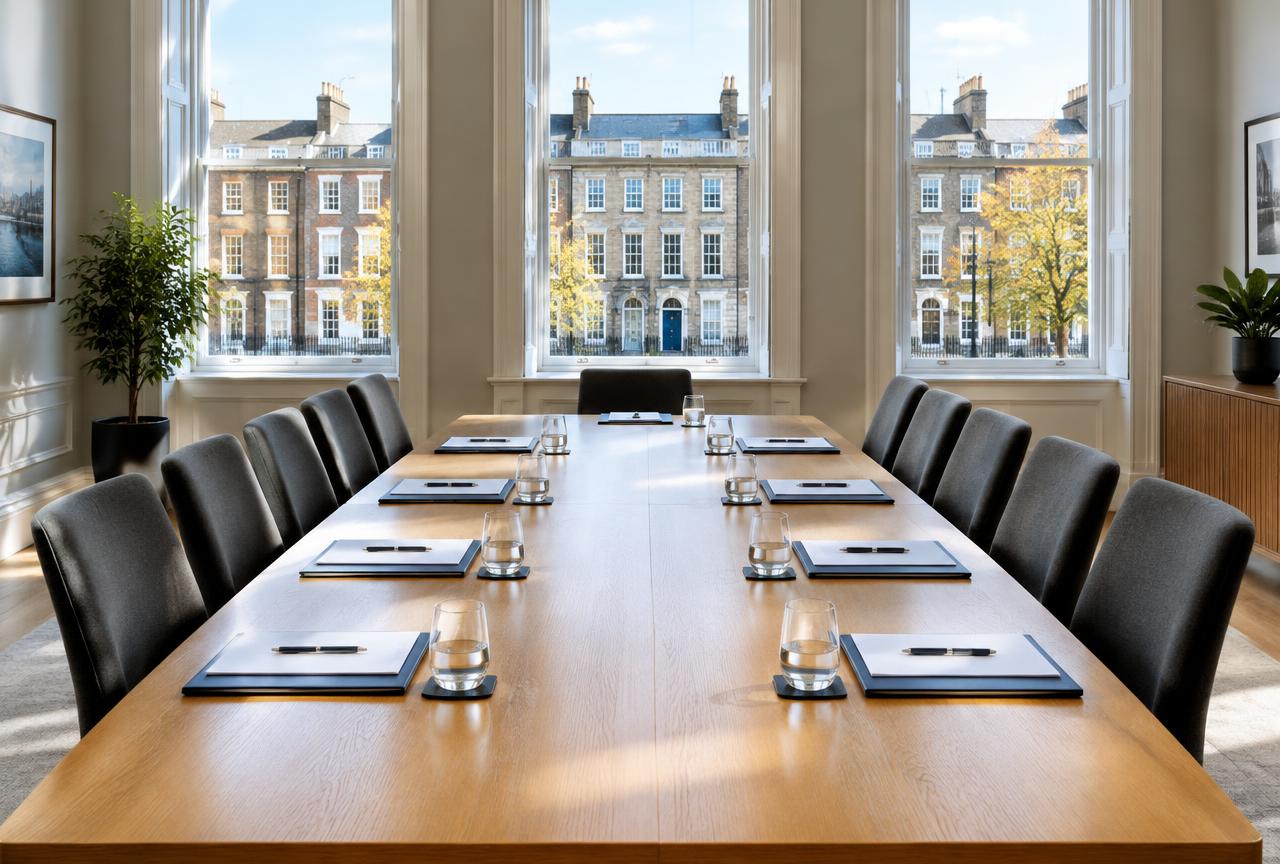 Illustrative Dublin meeting room prepared for public-service pay negotiations
