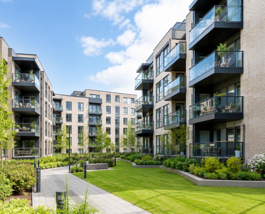 Newly built apartment blocks in Dublin