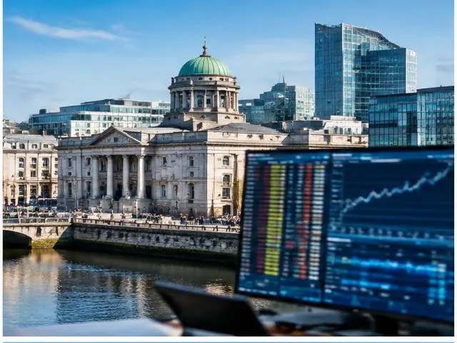 Dublin financial district and market screens